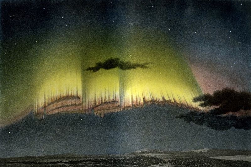 1839年にノルウェーで観測されたオーロラの挿絵