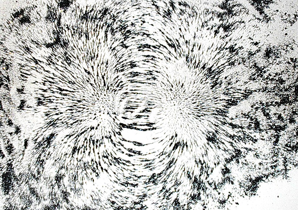 Iron filings around a bar magnet